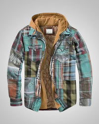 Klaus | Herren Casual Karierte Patchworkjacke in Mintgrün