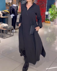 Evite - Langes weiches Stretchkleid in Schwarz