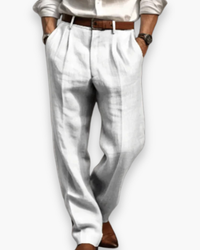 Herren Elegante Klassische Hose | Retro Nadelstreifen in Weiß