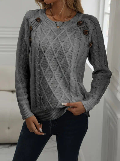 SOLIDER KABELSTRICKPULLOVER FÜR DAMEN | ELEGANTER WARMER STIL