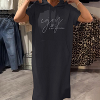 LORAVINE - Kapuzen Freizeitkleid in Schwarz