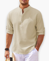 Herren Freizeit Hemd | Chinesischer Kragen in Beige