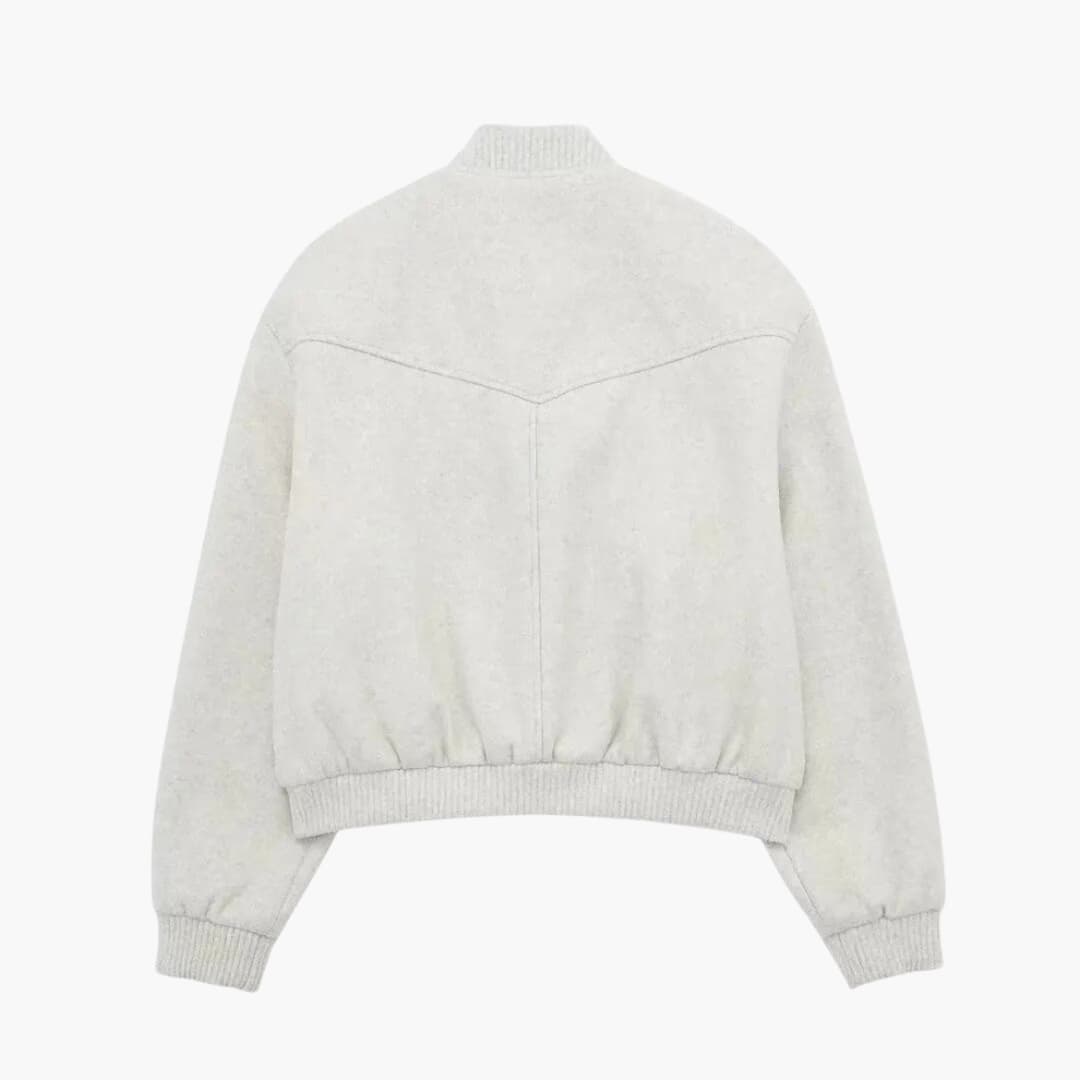 Damen Cropped Bomberjacke mit Knopfverschluss und Seitentaschen