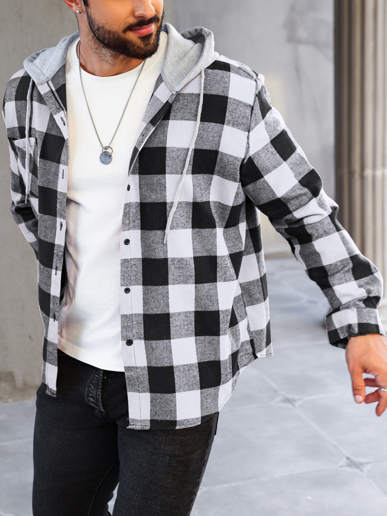 Florian | Kariertes Hoodie-Hemd