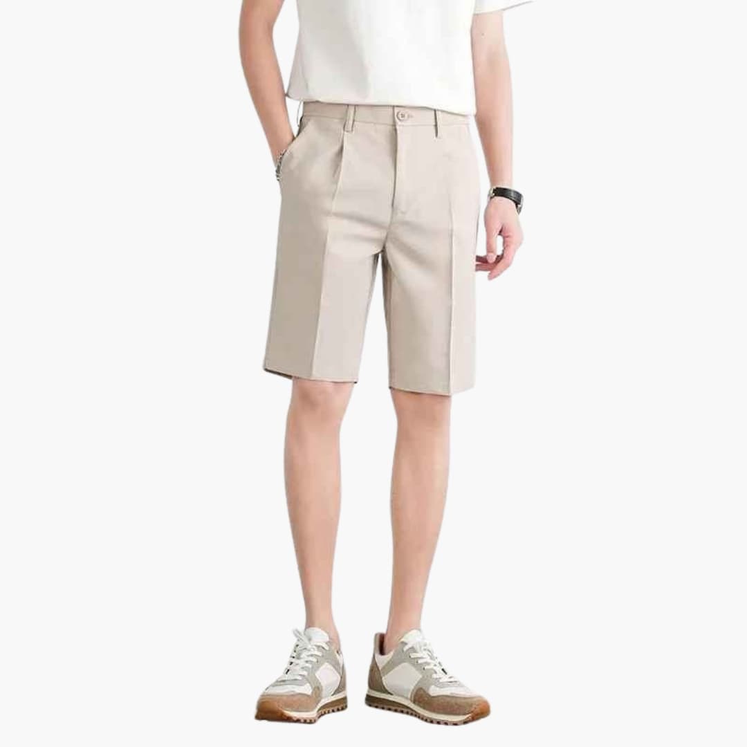 Herren Sommer Shorts mit Bundfalten Reißverschluss und Slim Fit