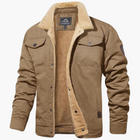 Herren Bomberjacke mit Reißverschluss und Kunstpelzfutter in Khaki