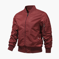 Herren Bomberjacke mit Reißverschluss und Ärmeltasche in Burgundy
