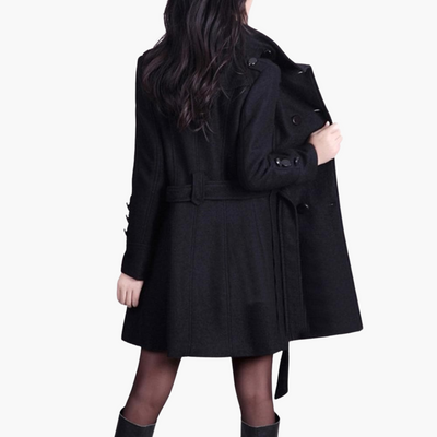 Damen Trenchcoat mit Gürtel und doppelten Knöpfen