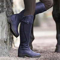 Damen Winter Stiefel | Kniehoch Reitstil mit Schnalle in Lila