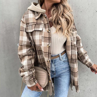 Damen Stylische Warme Lange Jacke in Beige