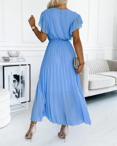 Saoirse® | Elegantes Kleid mit gerafften Ärmeln und V-Ausschnitt