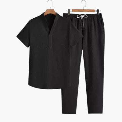 Herren Trainingsanzug mit V-Ausschnitt und Kordelzughose