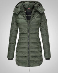 Ella | Damen Lange Kapuzen Winter Daunenjacke in Grün
