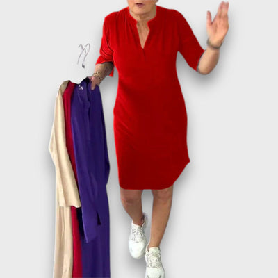 Mireysa – Kleid mit V-Ausschnitt und 3/4-Ärmeln