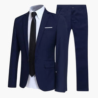 2-teiliges Anzug Set - Slim Fit Herrenanzug für Business Look in Marineblau
