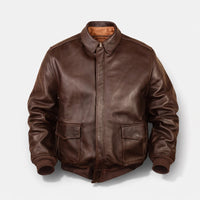 Elias | Herren Vintage Oversized Glänzender Lederjacke in Braun