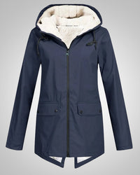 Melanie | Damen Gefütterte Reißverschluss Regenjacke in Marineblau
