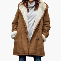 Damen jacke mit Kapuze und Knebelverschluss in Braun