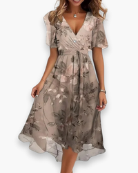 Damen Lässiges Boho Kleid | Midi Gradientenkleid in Braun