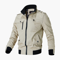 Herren Bomberjacke mit Reißverschluss und geripptem Saum in Khaki