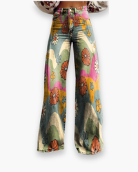 Damen Elegante Stoffhose | Vielseitig und Bequem in Wellen & Blumen