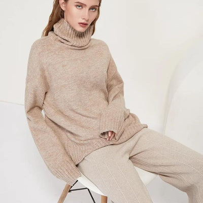 Brenda - Weicher Kaschmir-Rollkragenpullover mit Rippbündchen