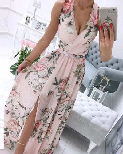 Julia® | Ärmelloses Strandkleid für Damen mit tiefem V-Ausschnitt