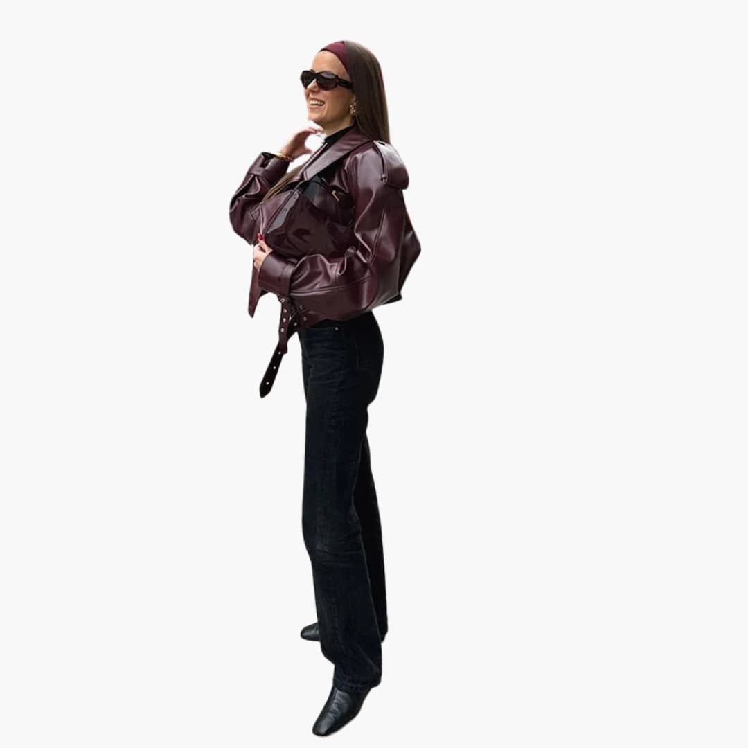 Damen Kurzjacke mit Reverskragen und Frontreißverschluss