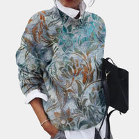 Damen pullover mit Rundhalsausschnitt und geometrischem Muster in Himmelblau