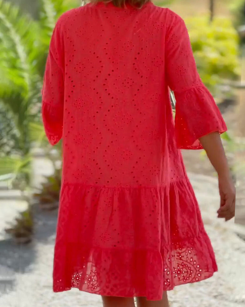 Khloe - A-Linien-Kleid mit Knopfleiste vorne für Damen | Kleid im sommerlich luftigen Look