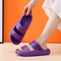 Yula - Orthopädische Sandalen | Comfort Plus Pantoletten mit Doppelriemen | Gepolsterte, lässige Slip-On-Sandalen in Lila