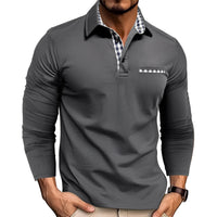 Rupert - Bequemes Herren-Langarm-Poloshirt in Grau