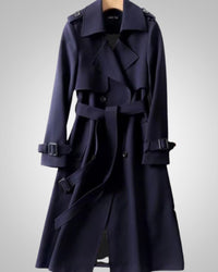 Elisabeth | Damen Klassisches Karomuster Trenchcoat in Dunkelblau