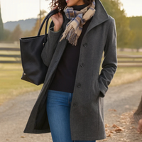 Elena | Damen Klassischer Knopf Mantel in Grau