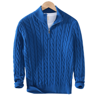 Pullover Herren Mit Reißverschluss | Strickjacke Mit Kabelmuster in Blau