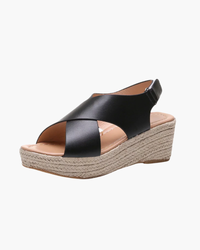 Damen Keil Sandalen | Kreuz Stile in Schwarz