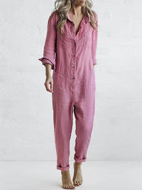 Majia | Damen Lässiger Jumpsuit | Langarm in Rosa