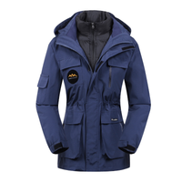 Damen Skijacke mit Kapuze | Sportliche Outdoor Winterjacke in Blau