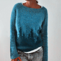 Damen Pullover | Strick klassisch mit Rundhalsausschnitt in Blau