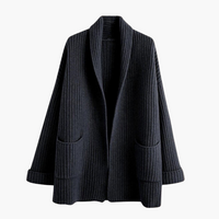 Damen Strickjacke mit V-Ausschnitt und Fronttaschen in Schwarz