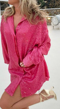 Paola – Funkelnde Oversize-Glitzerbluse für Damen in Rosa