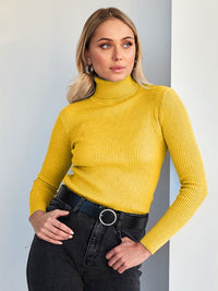 Klassischer Rollkragenpullover für Damen | Lässig in Gelb