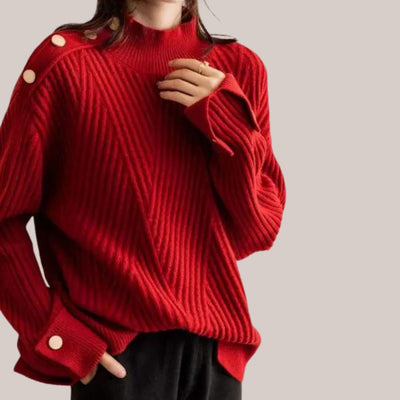 Amanda - Gemütlicher Rollkragenpullover mit Knopfakzenten