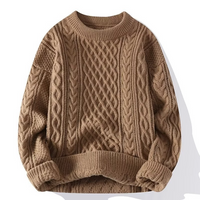 Damen Pullover | Klassischer Strick mit Zopfmuster in Braun