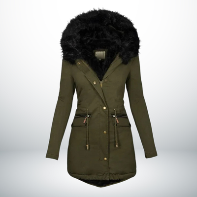 Zynro™ - Entspannte Mittellange Winterjacke mit Kapuze und Weichem Kragen
