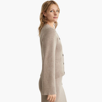 Damen Strickjacke mit Knöpfen und Rundhalsausschnitt in Dunkelgrau