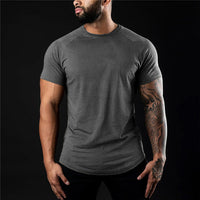 Herren Schlanke Passform Einfach T-Shirt in Dunkelgrau
