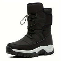 Winterschuhe Herren | High Cut Stiefel Mit Klettverschluss Und Kordelzug in Schwarz