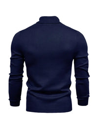 Pullover Herren Rollkragen Slim Fit | Langarm Smart Casual in Dunkelblau