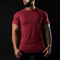 Herren Schlanke Passform Einfach T-Shirt in Burgundisch